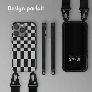 Selencia ﻿Coque design en silicone avec cordon amovible iPhone 13 Pro - Irregular Check Black