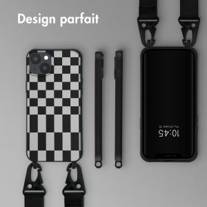 Selencia ﻿Coque design en silicone avec cordon amovible iPhone 14 Plus - Irregular Check Black