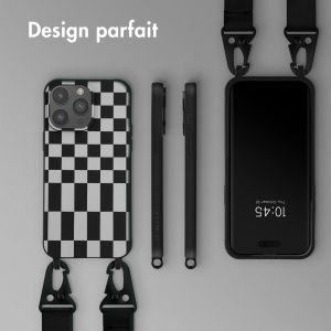 Selencia ﻿Coque design en silicone avec cordon amovible iPhone 14 Pro Max - Irregular Check Black