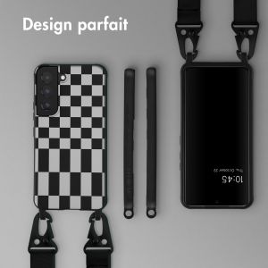 Selencia ﻿Coque design en silicone avec cordon amovible Samsung Galaxy S22 - Irregular Check Black