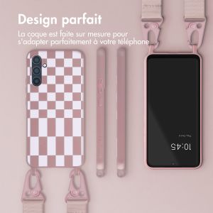 Selencia ﻿Coque design en silicone avec cordon amovible Samsung Galaxy A34 (5G) - Irregular Check Sand Pink
