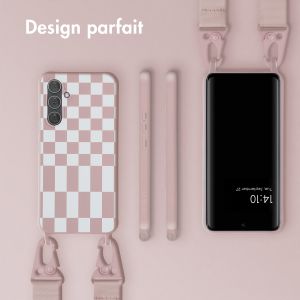 Selencia ﻿Coque design en silicone avec cordon amovible Samsung Galaxy A54 (5G) - Irregular Check Sand Pink