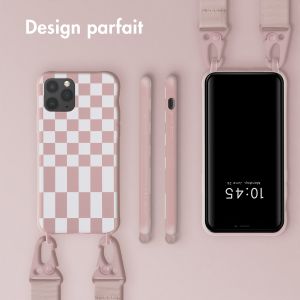 Selencia ﻿Coque design en silicone avec cordon amovible iPhone 11 Pro - Irregular Check Sand Pink