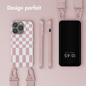 Selencia ﻿Coque design en silicone avec cordon amovible iPhone 13 Pro - Irregular Check Sand Pink