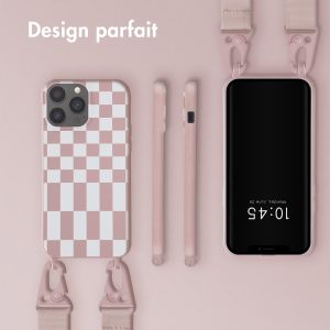 Selencia ﻿Coque design en silicone avec cordon amovible iPhone 13 Pro Max - Irregular Check Sand Pink