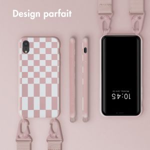 Selencia ﻿Coque design en silicone avec cordon amovible iPhone Xr - Irregular Check Sand Pink