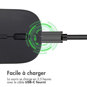iMoshion Souris sans fil - Souris d'ordinateur rechargeable + adaptateur USB-A 2,4G - Noir