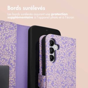 iMoshion ﻿Étui de téléphone portefeuille Design Samsung Galaxy A14 (5G/4G) - Purple White Flowers