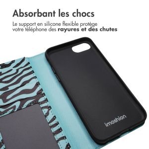 iMoshion ﻿Étui de téléphone portefeuille Design iPhone SE (2022 / 2020) / 8 / 7 / 6(s) - Black Blue Stripes