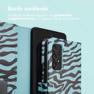 iMoshion ﻿Étui de téléphone portefeuille Design Samsung Galaxy A53 - Black Blue Stripes