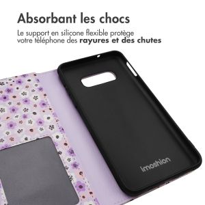iMoshion ﻿Étui de téléphone portefeuille Design Samsung Galaxy S10e - Purple Flowers