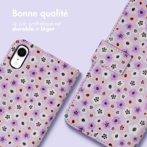 iMoshion ﻿Étui de téléphone portefeuille Design iPhone Xr - Purple Flowers