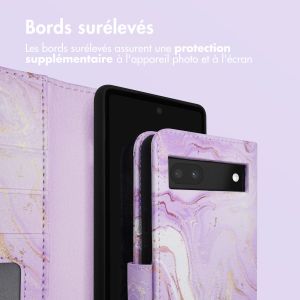 iMoshion ﻿Étui de téléphone portefeuille Design Google Pixel 6a - Purple Marble