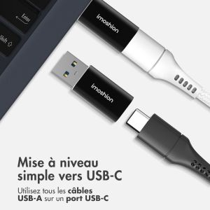 iMoshion 2x Adaptateur USB-A 3.1 (mâle) vers USB-C (femelle) - OTG - Noir