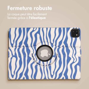 iMoshion Coque tablette Design rotatif à 360° iPad Pro 11 (2018 - 2022) - White Blue Stripes