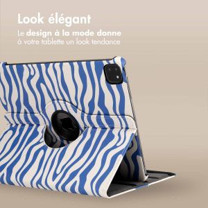 iMoshion Coque tablette Design rotatif à 360° iPad Pro 12.9 (2018 / 2020 / 2021 / 2022) - White Blue Stripes