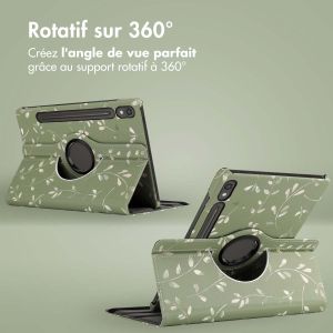 iMoshion Coque tablette Design rotatif à 360° Samsung Galaxy Tab S9 - Green Flowers