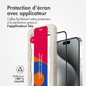 Accezz Protection d'écran en verre trempé avec applicateur iPhone 15 - Transparent