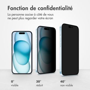 Accezz Protection d'écran en verre trempé Privacy iPhone 15 Plus