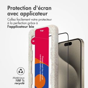Accezz Protecteur d'écran intégral triple résistance avec applicateur iPhone 15 Pro - Transparent