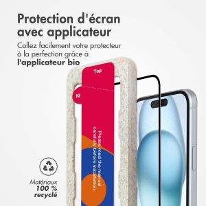 Accezz Protecteur d'écran intégral triple résistance avec applicateur iPhone 15 Plus - Transparent