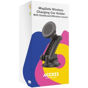 Accezz Support de téléphone pour voiture - MagSafe - Chargeur sans fil - Universel - Tableau de bord et pare-brise - Noir