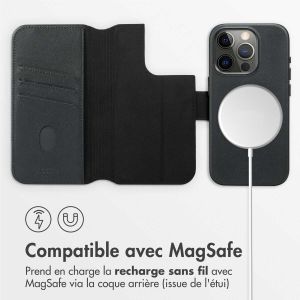 Accezz Étui de téléphone portefeuille en cuir 2-en-1 avec MagSafe iPhone 15 Pro - Onyx Black