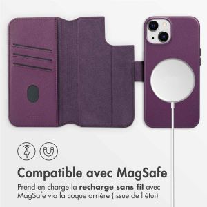 Accezz Étui de téléphone portefeuille en cuir 2-en-1 avec MagSafe iPhone 14 - Heath Purple