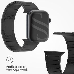 Selencia Bracelet à maillons en acier inoxydable Apple Watch Series 1-9 / SE / Ultra (2) - 42/44/45/49 mm - Noir