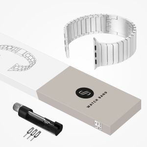 Selencia Bracelet à maillons en acier inoxydable Apple Watch Series 1-9 / SE / Ultra (2) - 42/44/45/49 mm - Argent