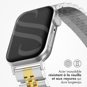 Selencia Bracelet Metallique Jubilee pour l'Apple Watch Series 1-9 / SE - 38/40/41 mm - Argent et Dorée