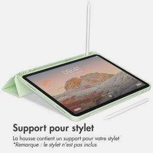 Accezz Étui de téléphone portefeuille Smart Silicone iPad Air 5 (2022) / iPad Air 4 (2020) - Vert clair