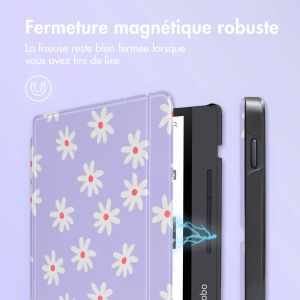 iMoshion Design Slim Hard Sleepcover avec support Kobo Libra H2O - Flowers Distance