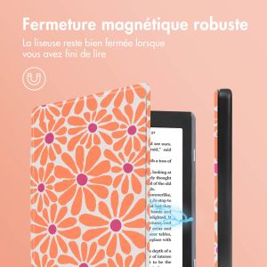 iMoshion Design Slim Hard Sleepcover Kobo Nia - Orange Flowers Connect