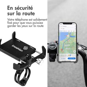 iMoshion Support de téléphone pour vélo et moto - Aluminium - Léger - Ajustable - Noir