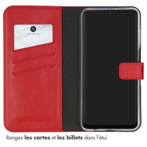 Selencia Étui de téléphone portefeuille en cuir véritable Samsung Galaxy A15 (5G/4G) - Rouge
