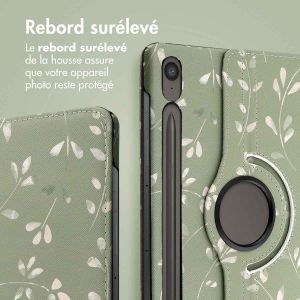 iMoshion Coque tablette Design rotatif à 360° Samsung Galaxy Tab S9 FE - Green Flowers