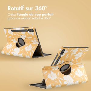 iMoshion Coque tablette Design rotatif à 360° Samsung Galaxy Tab S9 FE Plus - Yellow Flowers