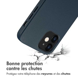 Accezz Coque arrière en cuir avec MagSafe iPhone 12 (Pro) - Nightfall Blue