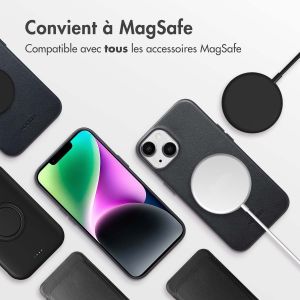 Accezz Coque arrière en cuir avec MagSafe iPhone 14 - Onyx Black