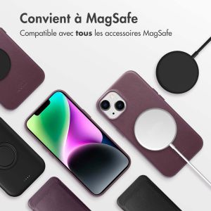 Accezz Coque arrière en cuir avec MagSafe iPhone 14 - Heath Purple