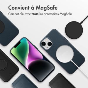 Accezz Coque arrière en cuir avec MagSafe iPhone 14 - Nightfall Blue