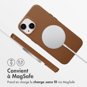 Accezz Coque arrière en cuir avec MagSafe iPhone 14 - Sienna Brown