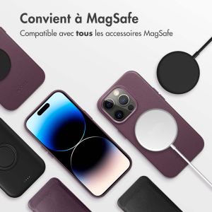 Accezz Coque arrière en cuir avec MagSafe iPhone 14 Pro - Heath Purple