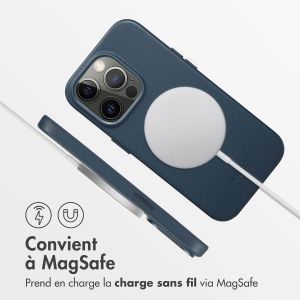 Accezz Coque arrière en cuir avec MagSafe iPhone 14 Pro - Nightfall Blue