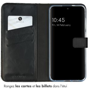 Selencia Étui de téléphone portefeuille en cuir véritable Samsung Galaxy A25 - Bleu