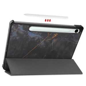 iMoshion Coque tablette Design Samsung Tab S9 FE / Tab S9 - Black Marble