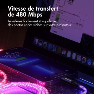 iMoshion Câble de charge rapide RGB - USB-A vers USB-C - 2 mètres 