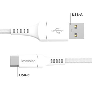 iMoshion Braided USB-C vers câble USB-A - 0,5 mètre - Blanc