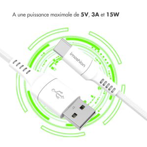 iMoshion Braided USB-C vers câble USB-A - 2 mètre - Blanc